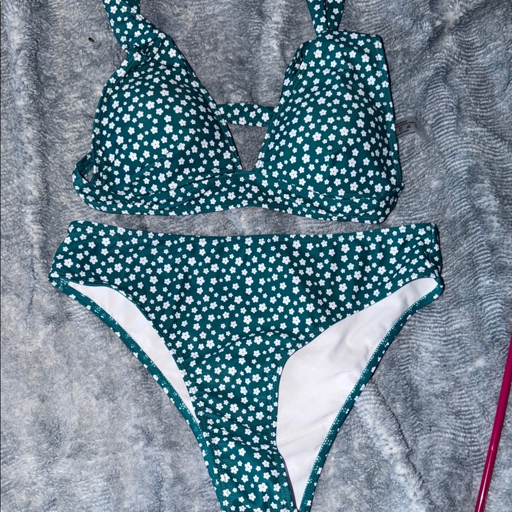 Green Floral Two-Piece Bikini